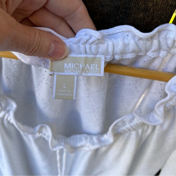 MICHAEL Michael Kors White Eyelet Peasant Top Sz L - Picture 3 of 11